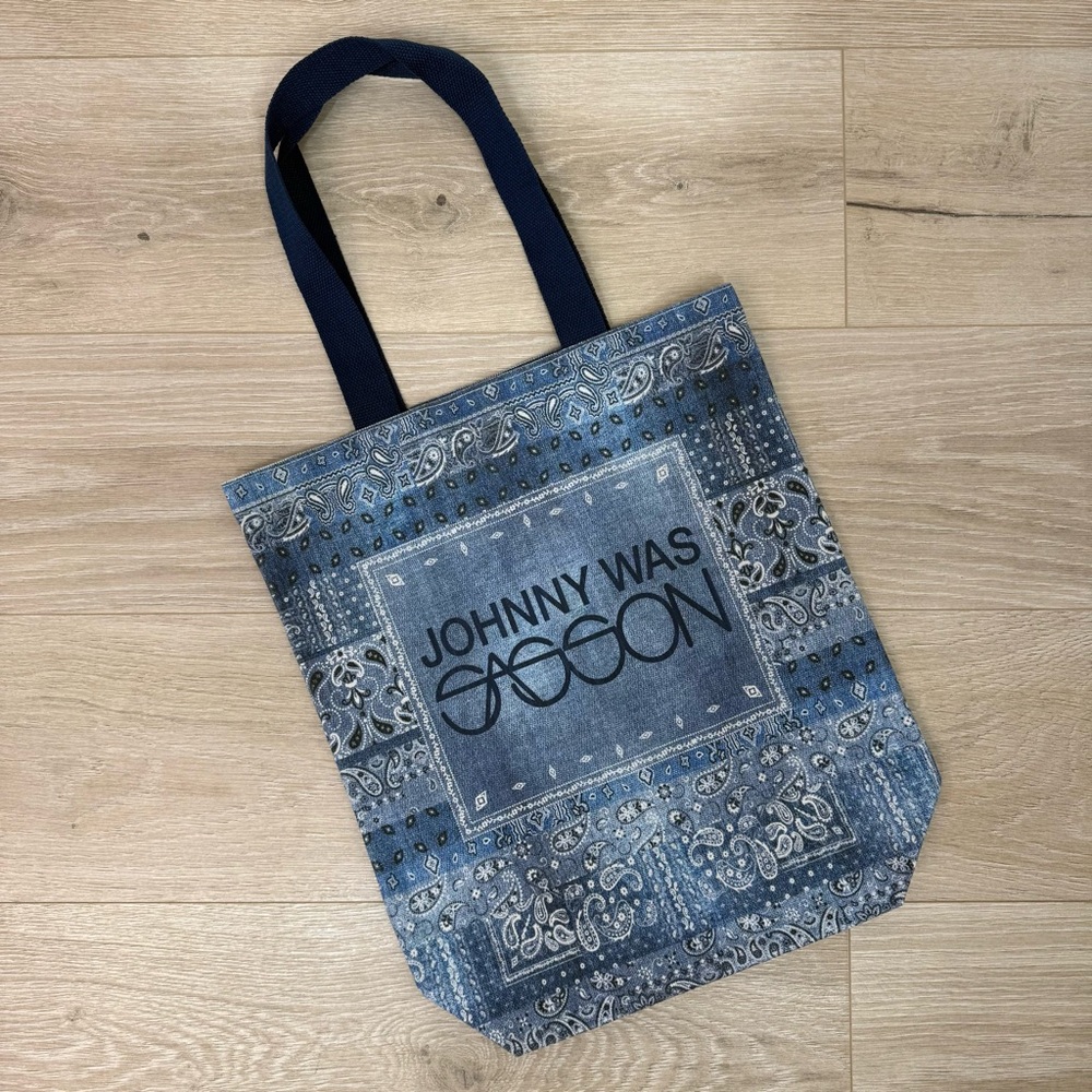 Johnny Was Sasson Denim Canvas Patchwork Tote Bag